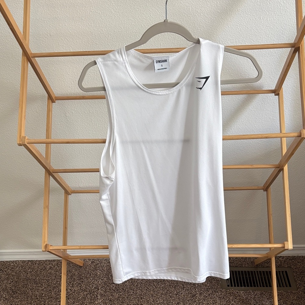 Gymshark White Muscle Tank Top for Men - Lightweight Workout Tee